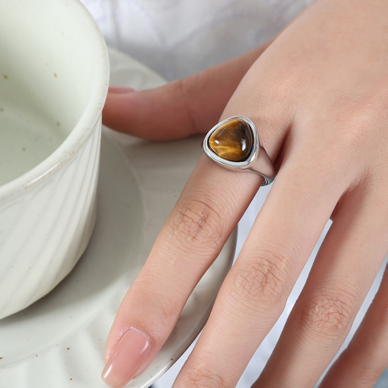 Stone Tigereye Retro Affordable Luxury Elegant Rings