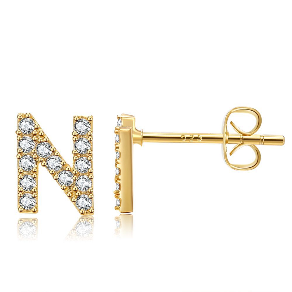 Women's Trend Small Alphabet Letter Brass Gold Earrings