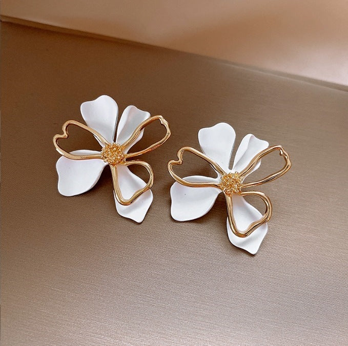 Sweet Double Layer Flower Petals Unique Earrings
