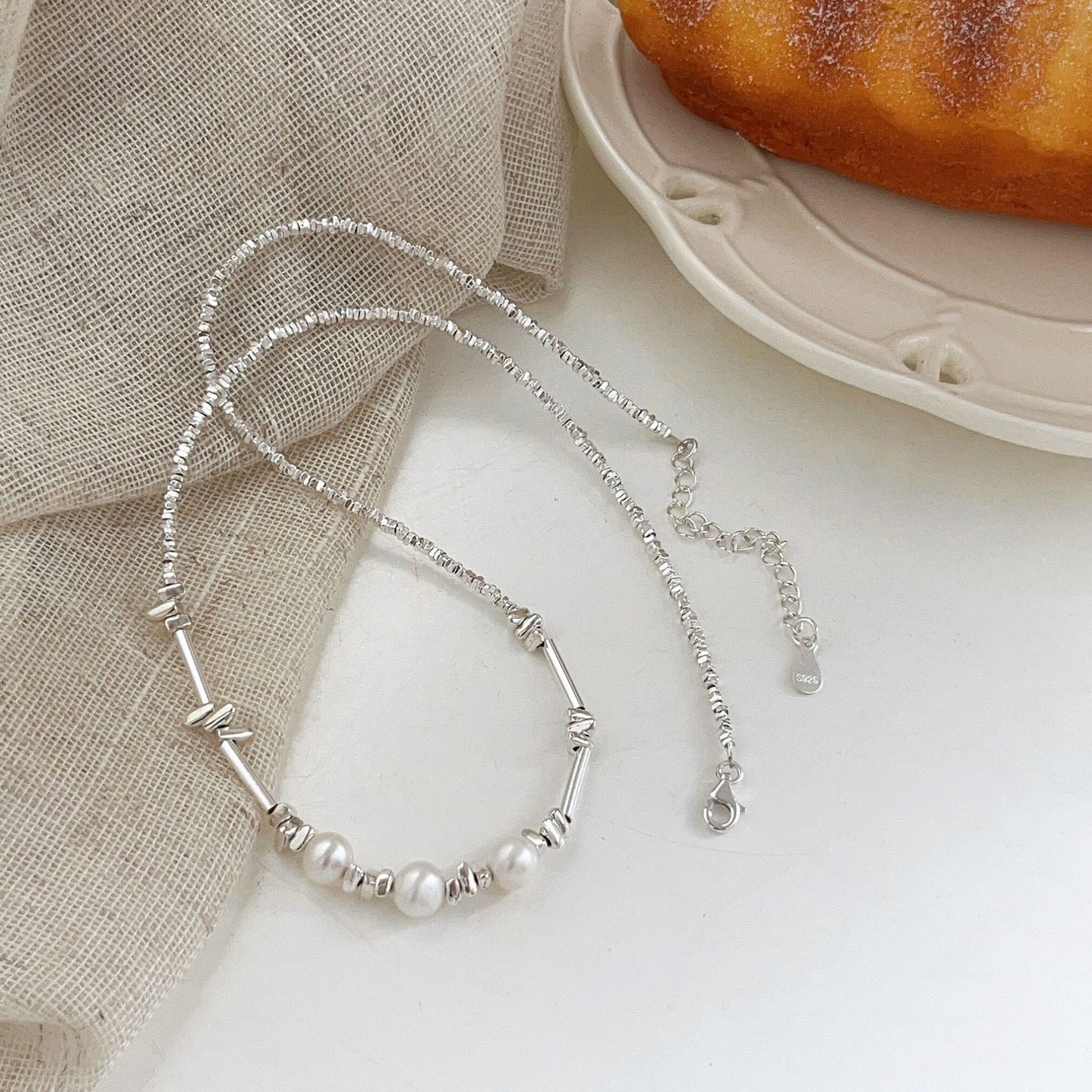 Women's Sterling Small Pieces Of Stitching Pearl Light Luxury Necklaces