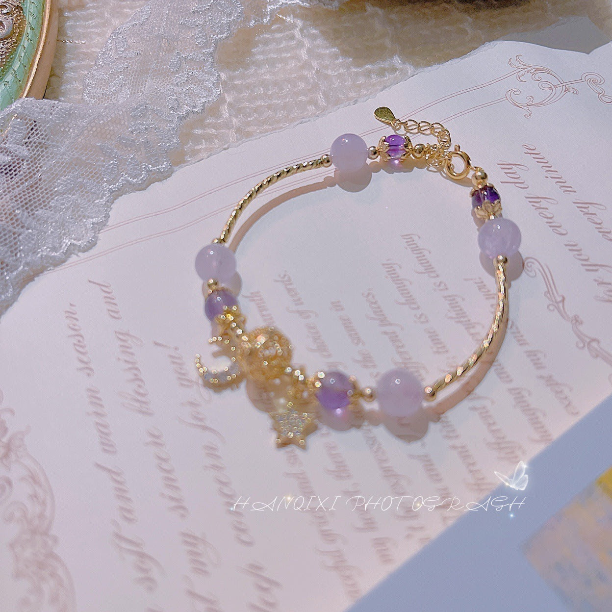 Moon Natural Jade Gold Süße Girly Armbänder