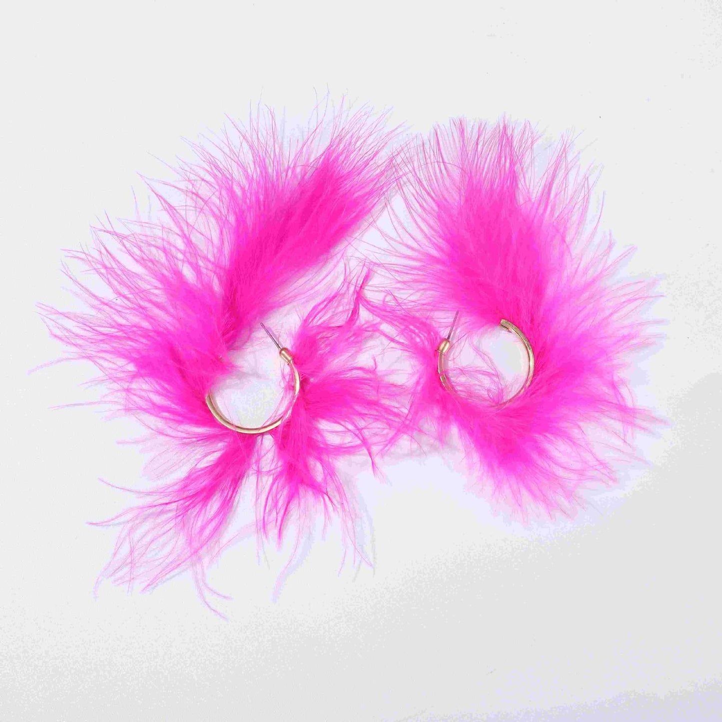 Boucles d'oreilles de luxe légères en peluche avec plumes d'exagération coréenne