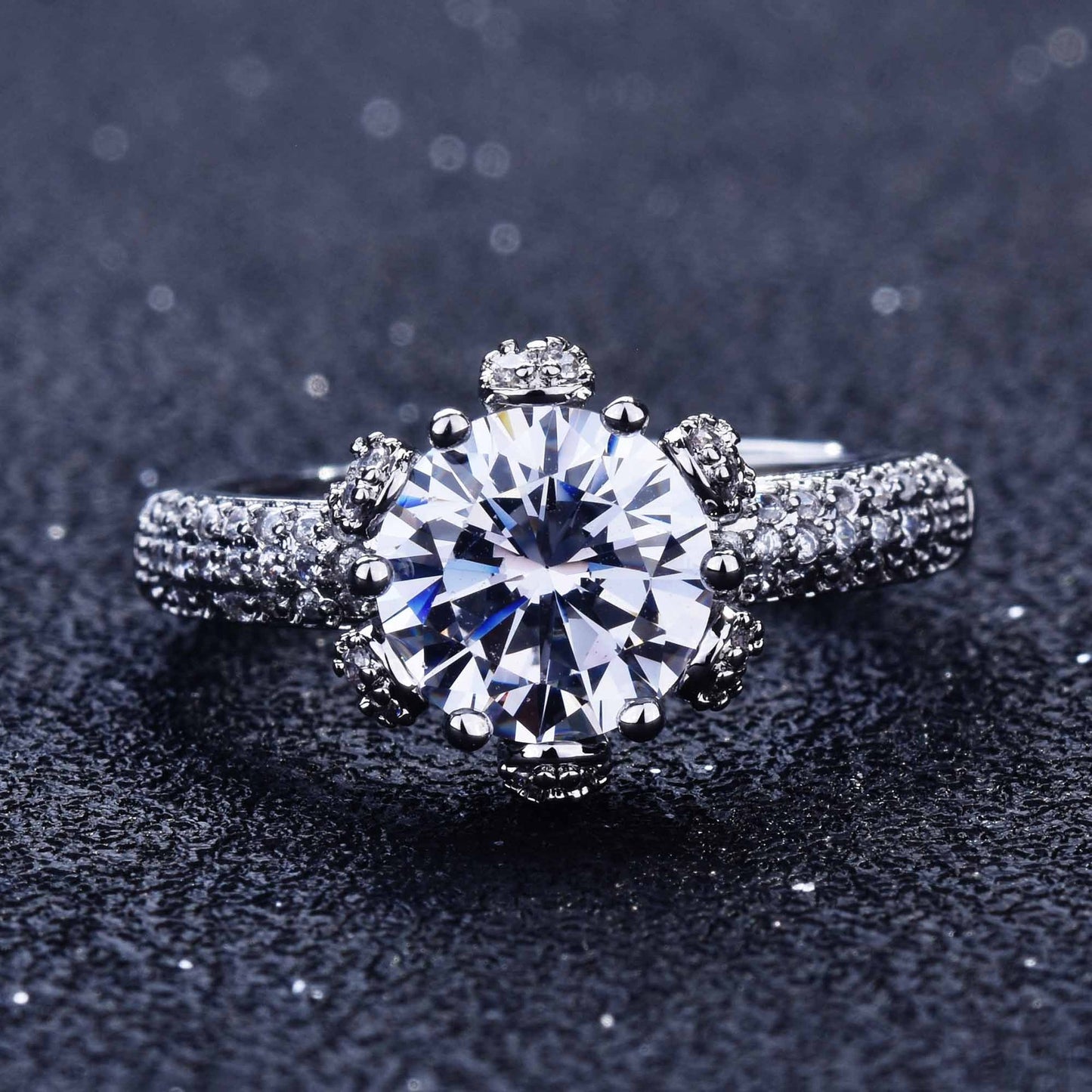 Women's Live Plating Imitation Moissanite Eight Hearts And Arrows Rings