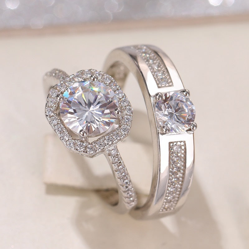 Damen- und Herren- sowie offene Diamant-Hochzeitssimulation und Ringe
