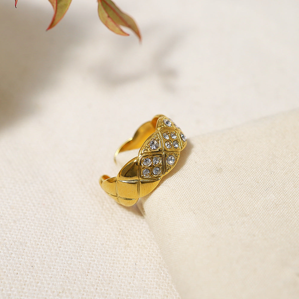 Klassische Damenringe aus Stahl mit weißem Zirkon eingelegt