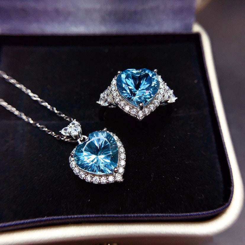 Offene Ringe mit ozeanblauen Topasfarbenen Edelsteinen