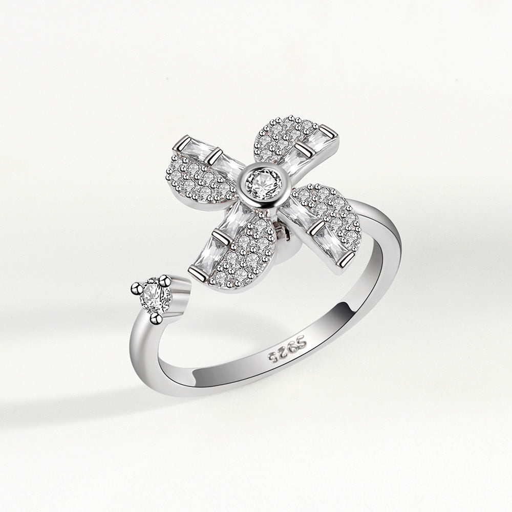 Children's Rotating Decompression Rhinestone Open Small Design Rings