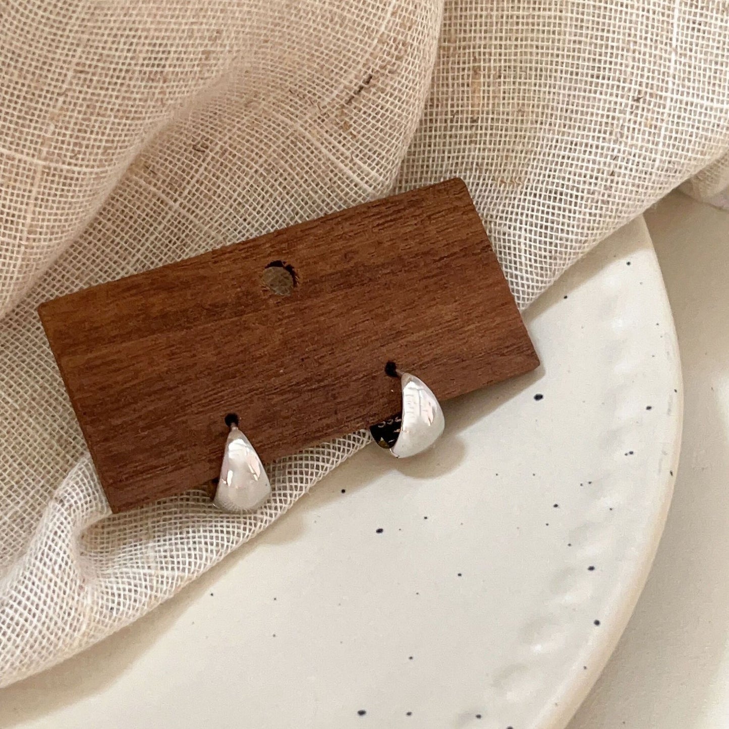 Boucles d'oreilles tendance en forme de cercle incurvé en argent sterling pour femme