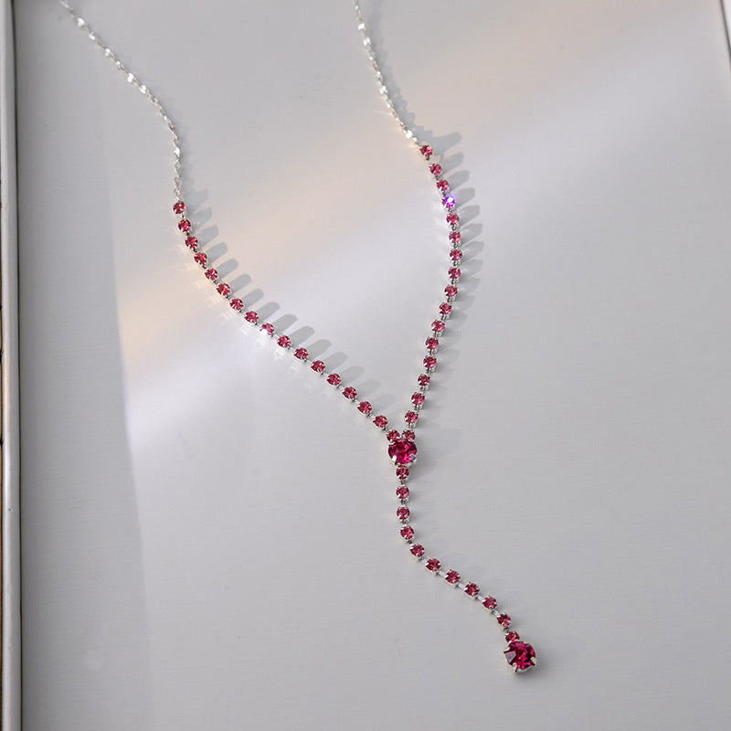 Women's Korean Style Simple Geometric Round Zircon Pendant Niche Necklaces