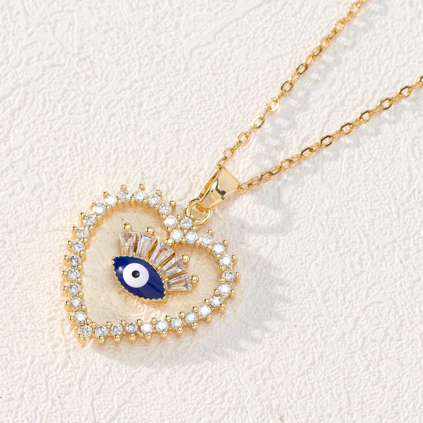 Women's Color Zircon Dripping Devil's Eye Brass Necklaces
