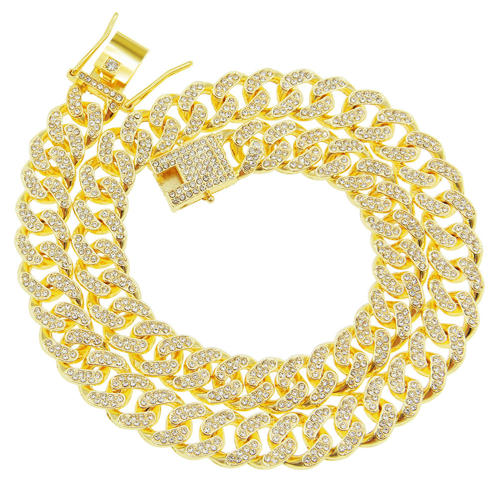 Colliers à chaîne à barre de Miami antique plat en diamant pour hommes