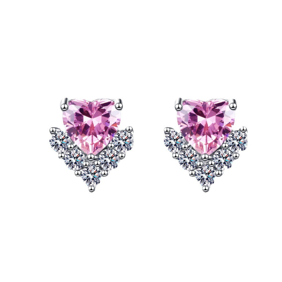Heart Female Zircon Small And Sweet Earrings