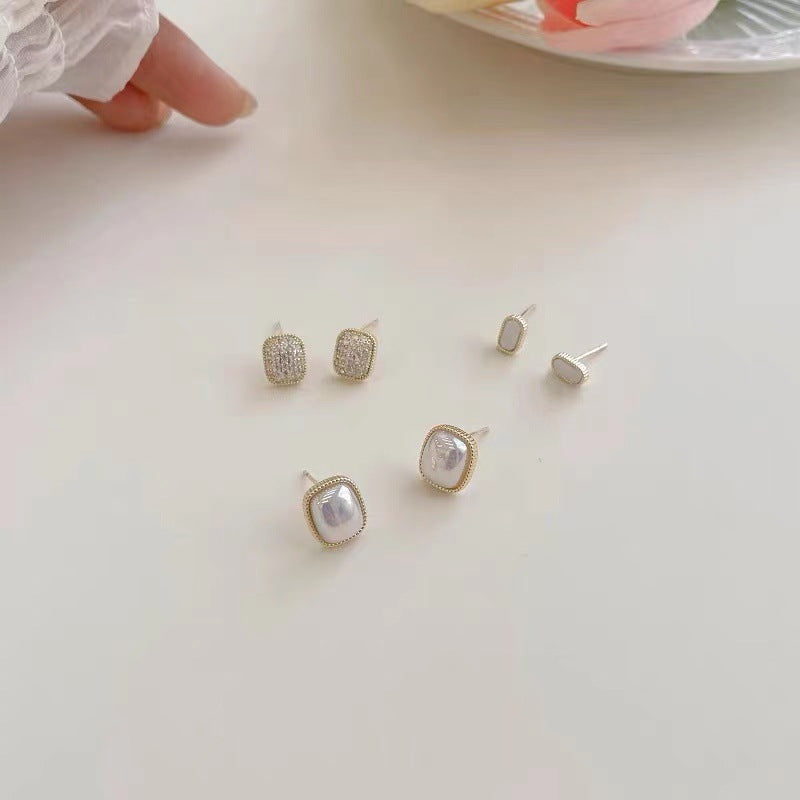 Damen-Ohrringe mit Diamant-Imitationsperle, trendig, schlicht, zart, Temperament