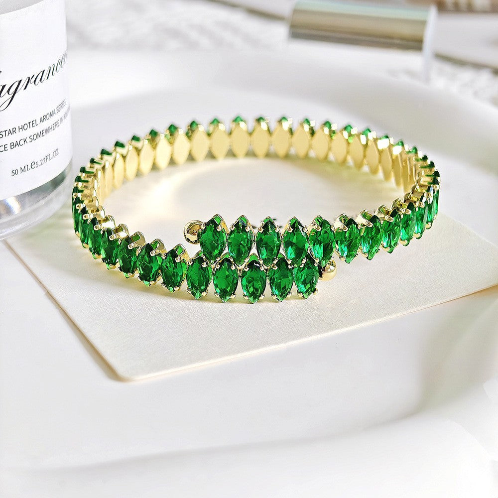 Women's Steel Zircon Stylish Opening Adjustable Titanium Bracelets