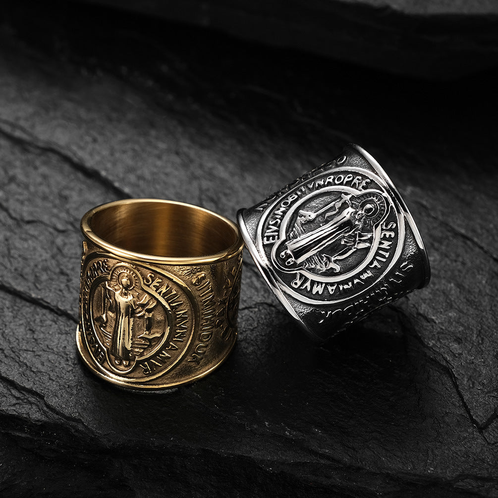 Ornament Benedict Exorcist Stainless Steel Domineering Rings