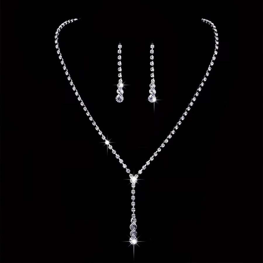 Korean Style Claw Chain Rhinestone Wedding Bridal Eardrop Necklaces