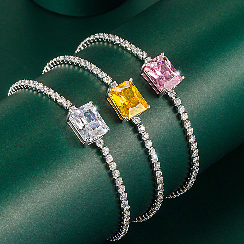 Edelsteine quadratische Diamantkette, modische rosa Armbänder