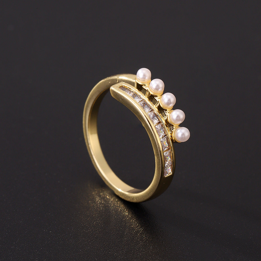 Women's Special Interest Light Luxury Design Pearl Fashion Rings
