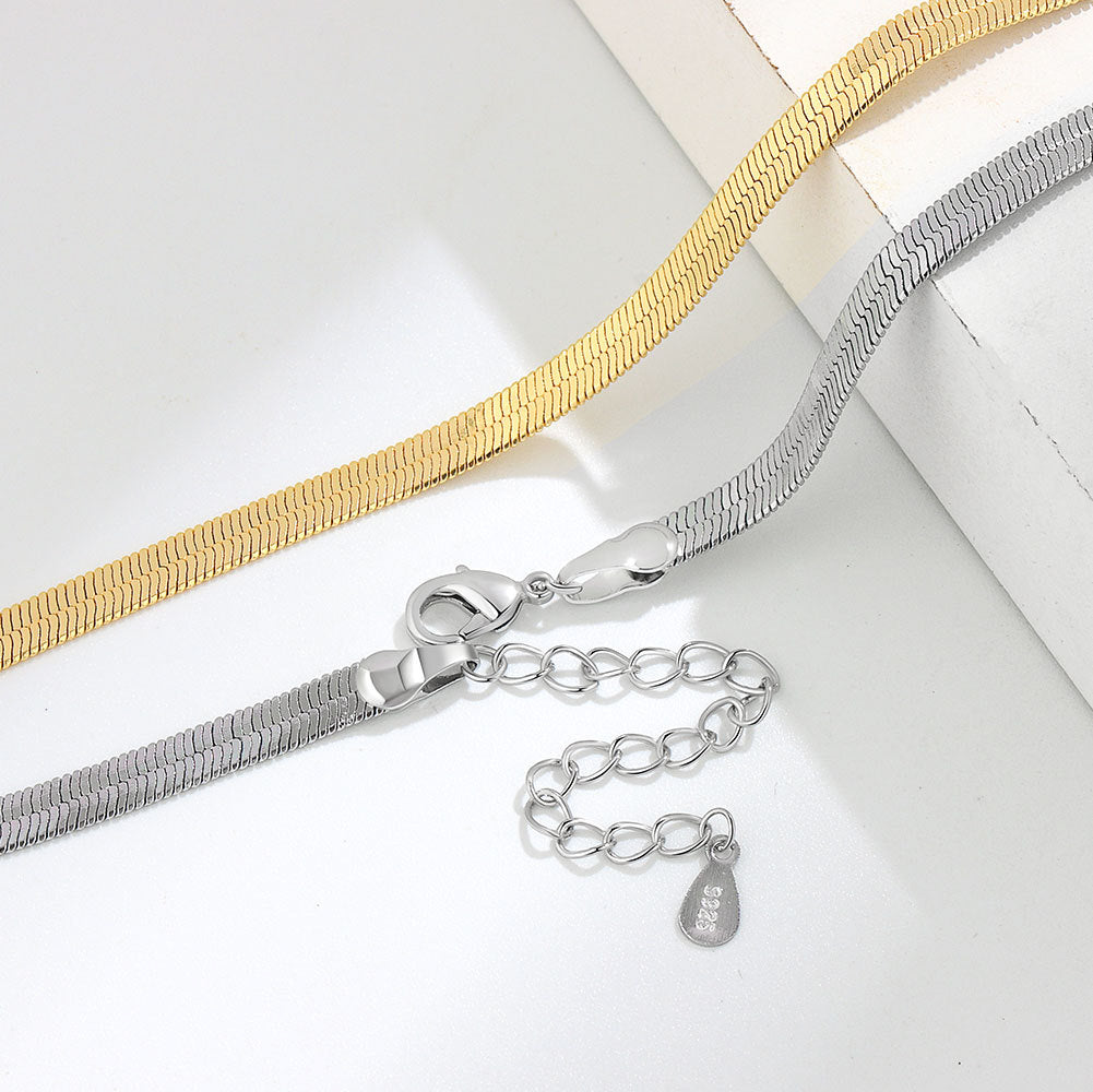 Women's Simple Flat Chain Snake Bones Blade Necklaces