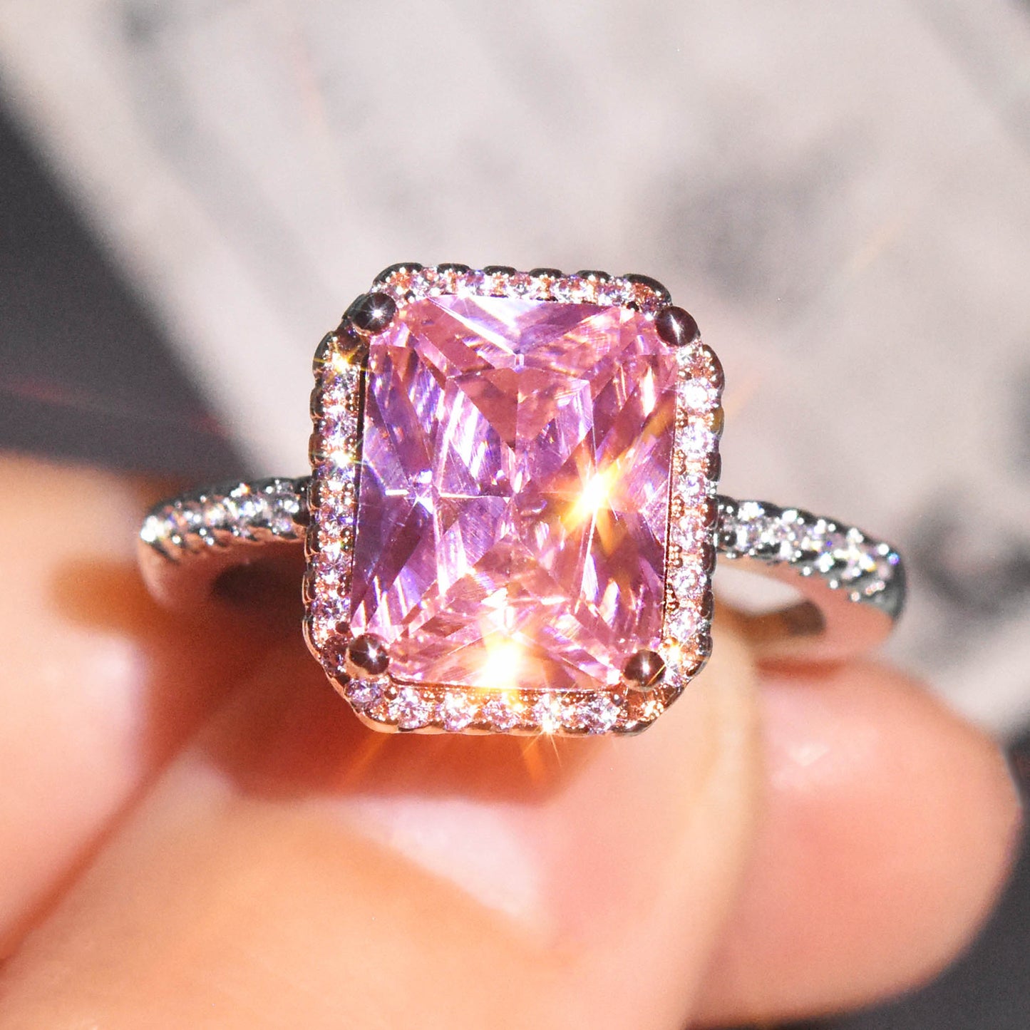Women's Yellow Diamond Two-tone Classic Princess Square Rings
