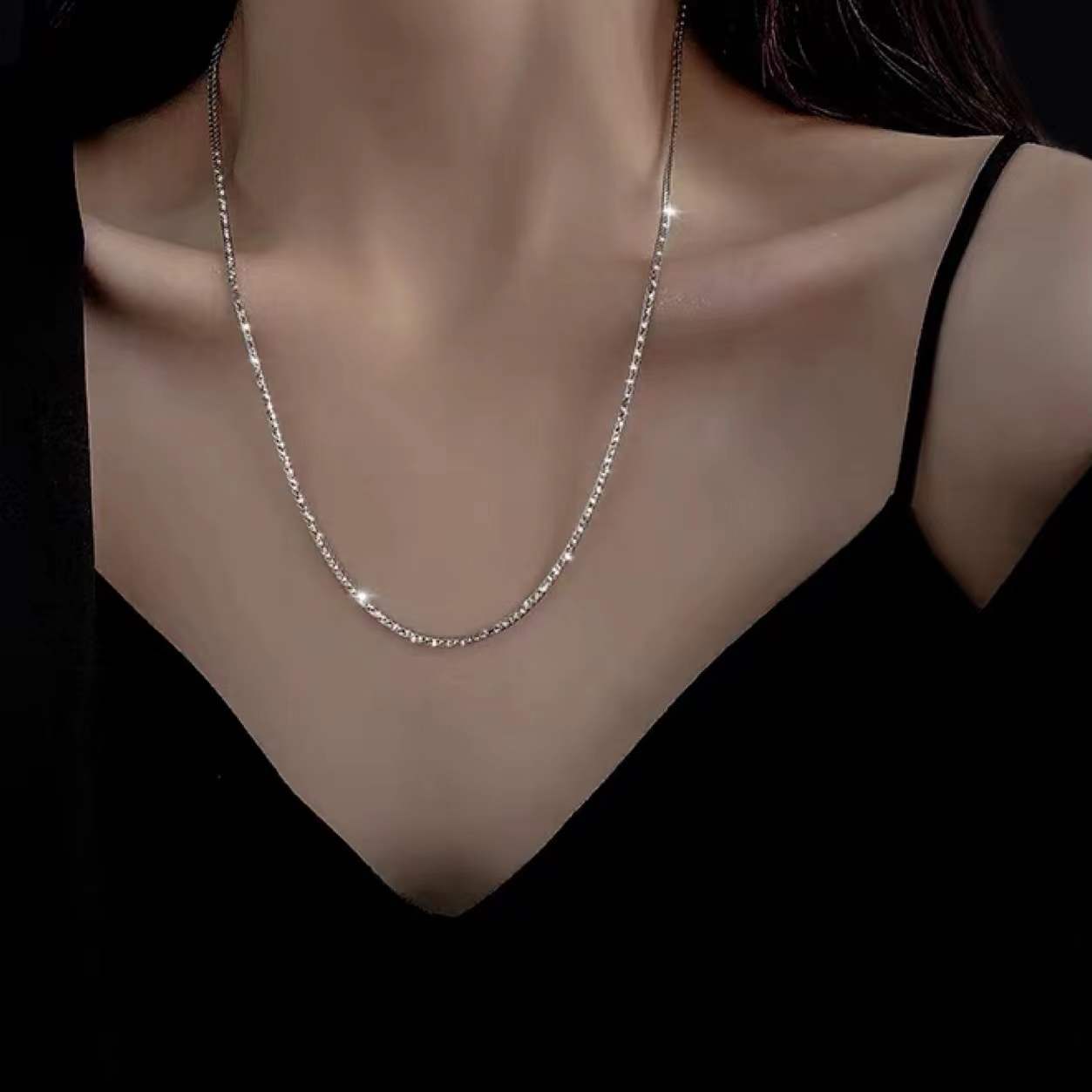 Women's Sterling Sier Sweater Chain Simple Chopin Necklaces