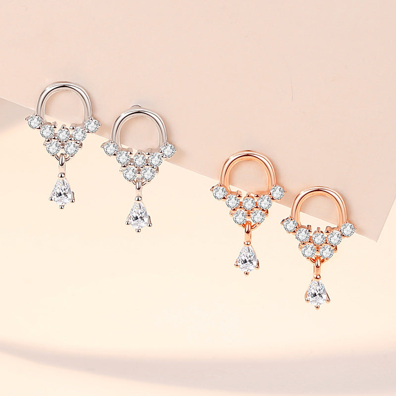 Women's Style Sier Small Water Flower Mini Earrings