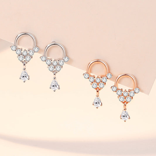 Women's Style Sier Small Water Flower Mini Earrings