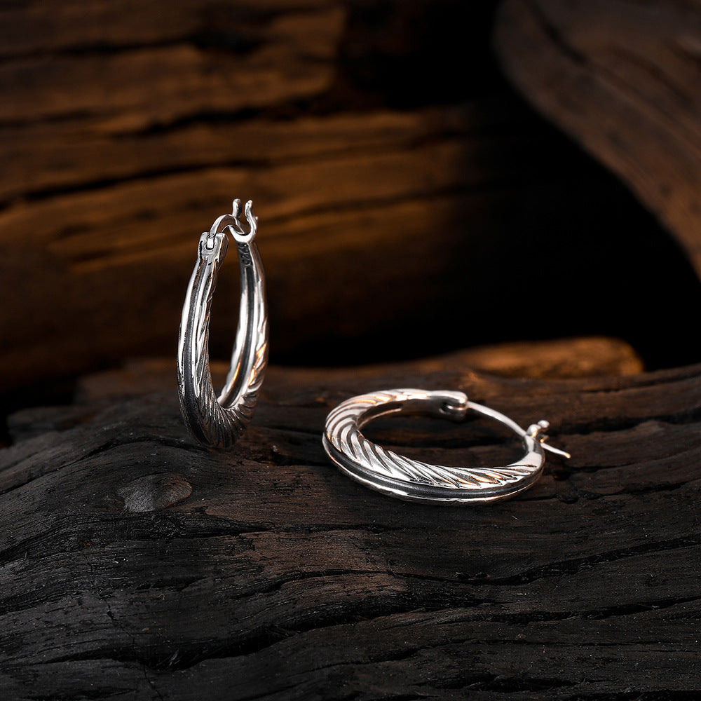 Rope Pattern Circle Retro Ear Clip Simple Earrings