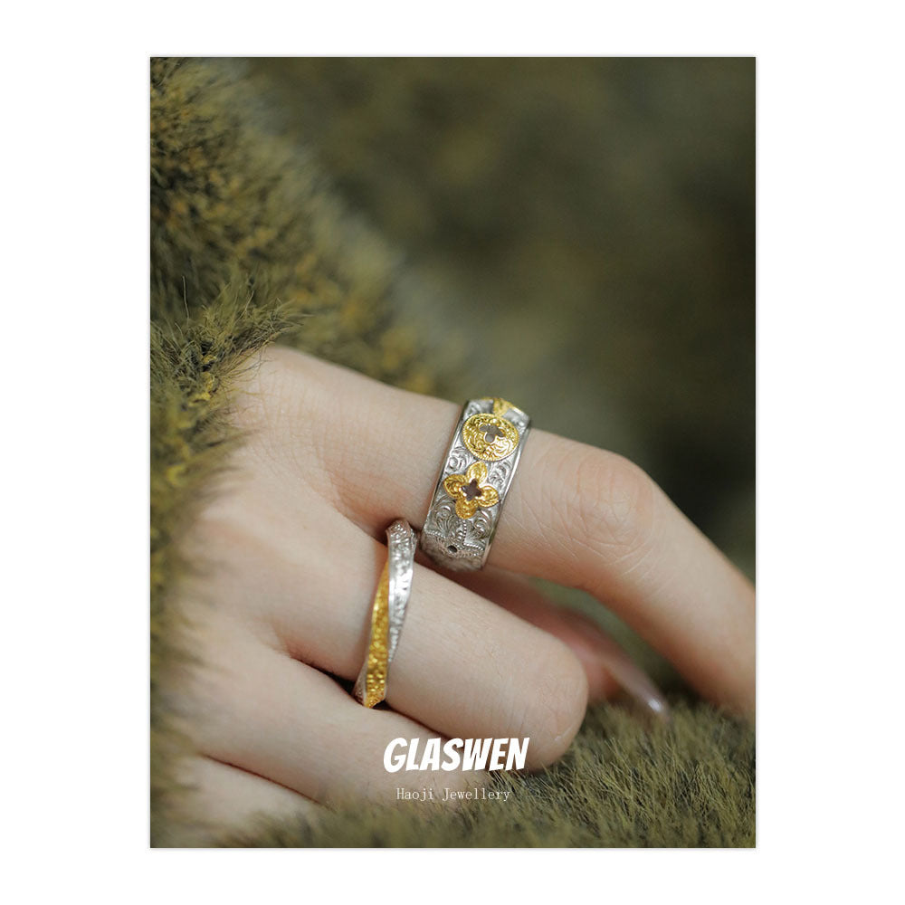 Women's Flower Mobius Strip High-grade Clover Open Rings