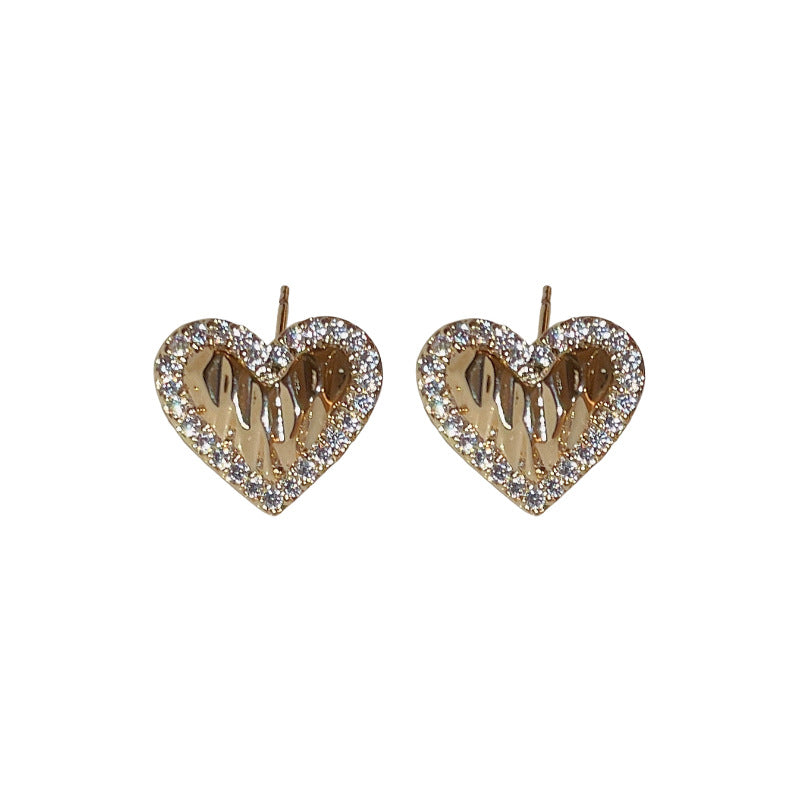 Real Gold Plated Sier Needle Pleated Earrings
