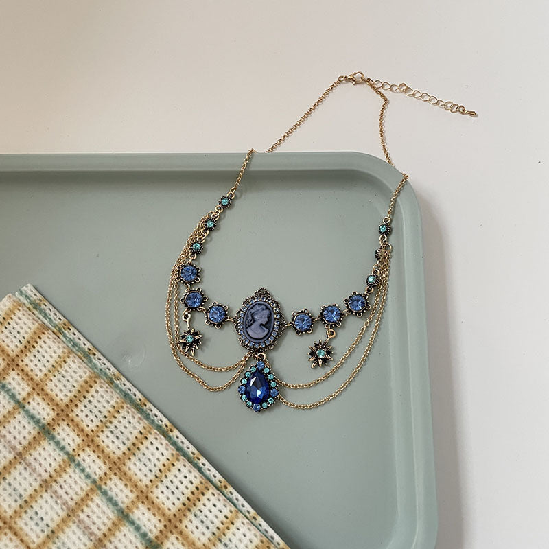 Retro Baroque Badge Barrettes Avatar Tassel Earrings