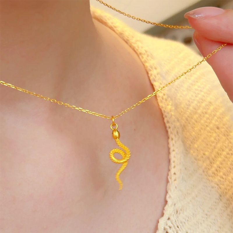 Women's Simple White Snake-shaped Gold Clavicle Chain Necklaces