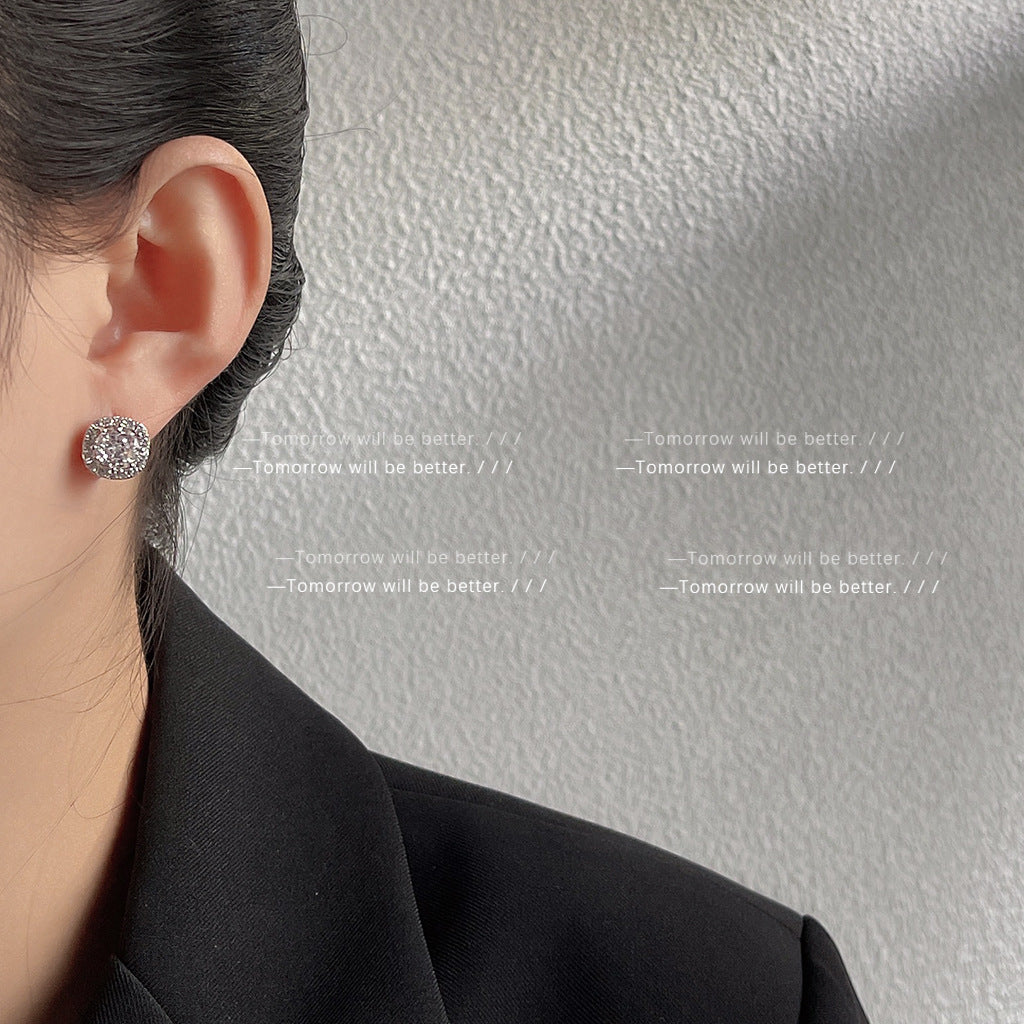 Women's Needle Niche Design Square Zircon Fashion Earrings