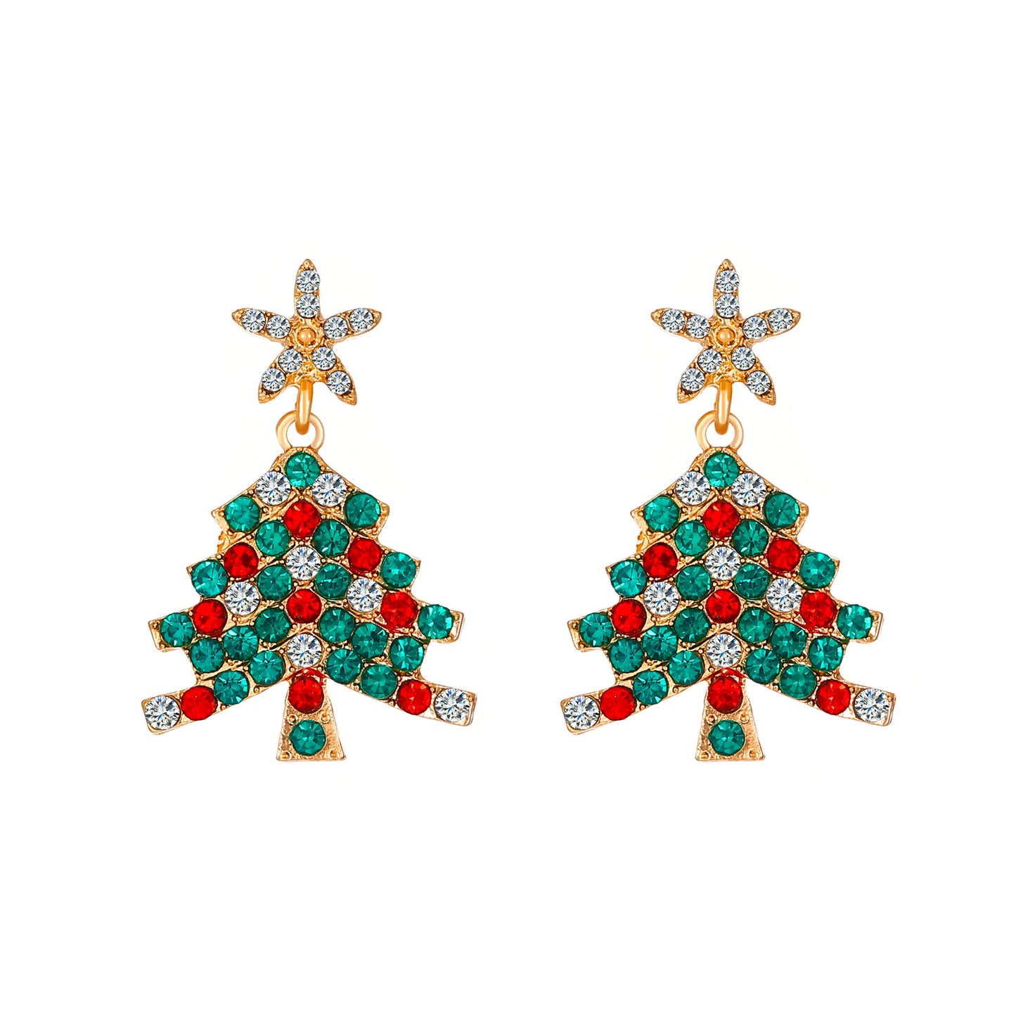 Women's Diamond Christmas Tree Graceful Personality Colorful Earrings