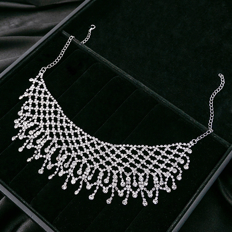 Leichte, luxuriöse, hochwertige, vielseitige Halsketten mit Strass-Quaste für Damen
