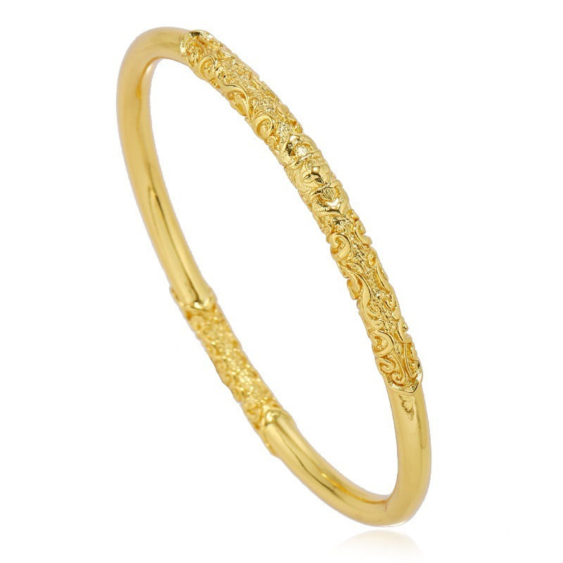 Curly Pattern Female Retro National Gold Carved Simple For Girlfriend Bracelet