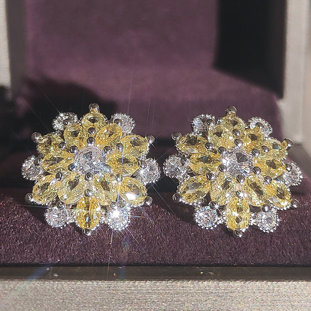 Women's Super Shiny Rhinestone Zircon Flower For Earrings
