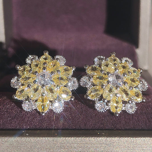 Women's Super Shiny Rhinestone Zircon Flower For Earrings