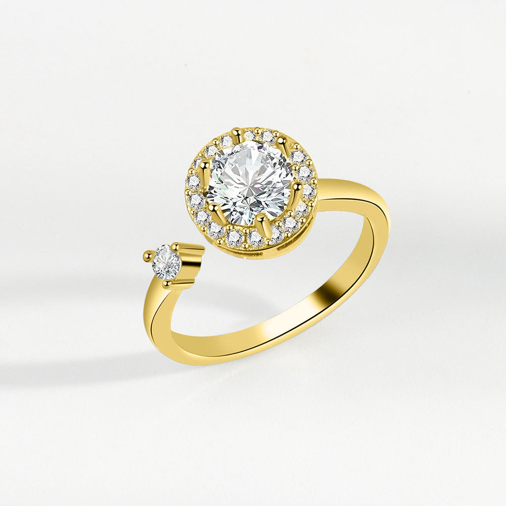 Women's Rhinestone Rotating Style Personalized Fashion Open Rings