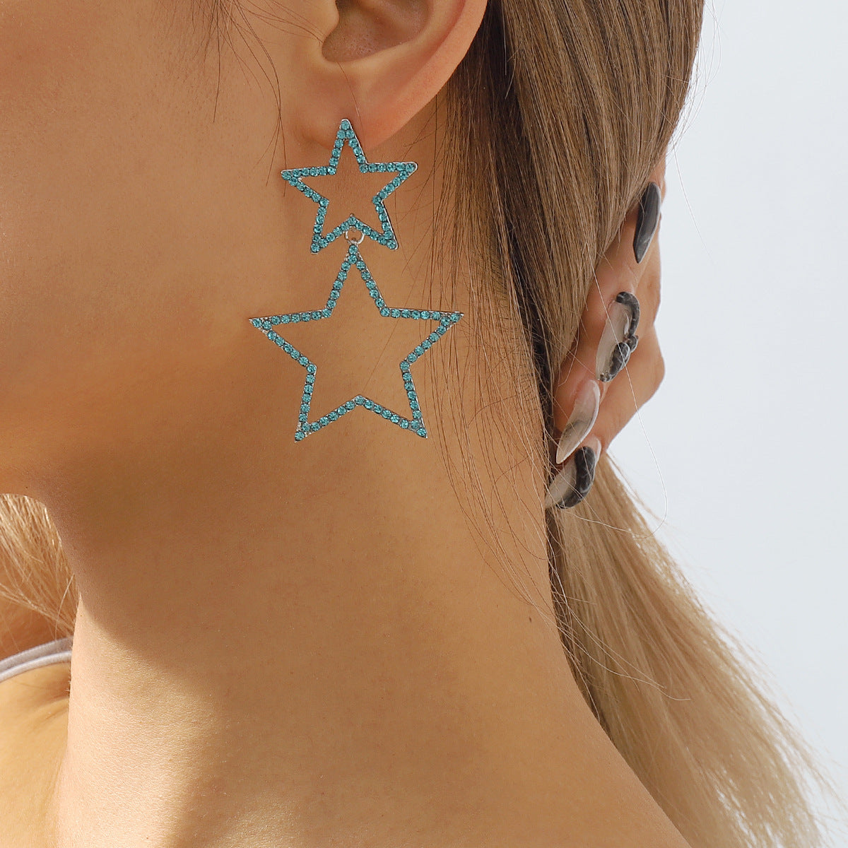 Women's Sexy Group Style Fashion Rhinestone Five-pointed Earrings