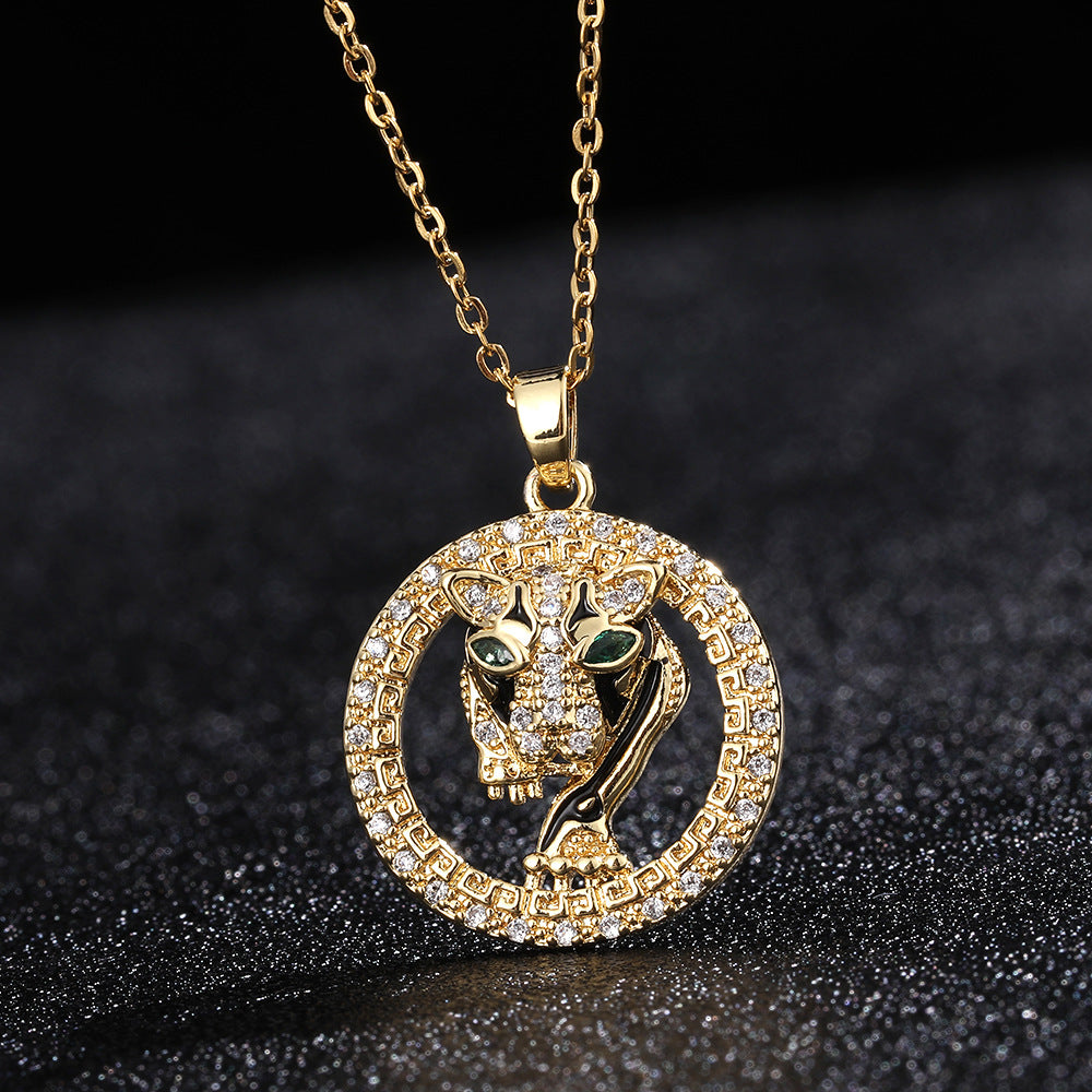 Drop Oil Leopard Copper Zircon Gold-plated Necklaces