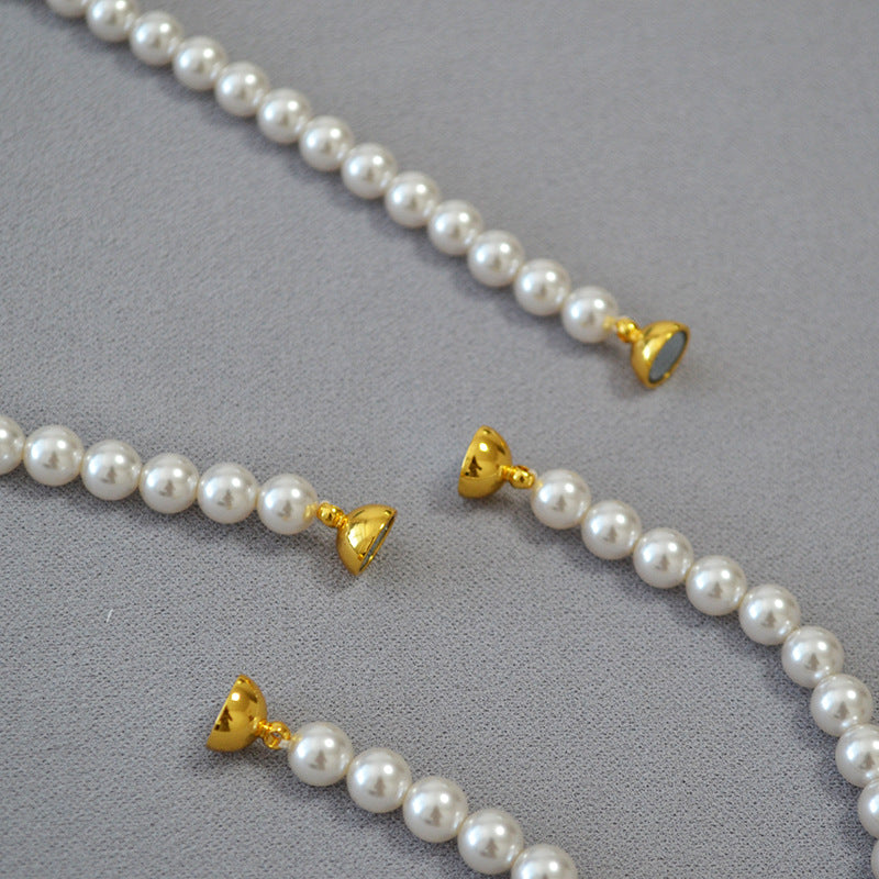 Colliers de pull à boucle magnétique pour femmes, à reflets circulaires, Imitation de perles