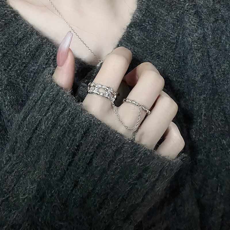 Design Chain High-grade Cold Wind Irregular Texture Rings