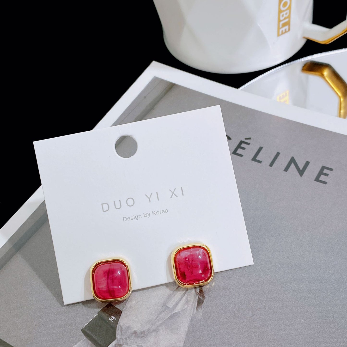 Style Hepburn Amber Sier Needle Refined Simple Earrings