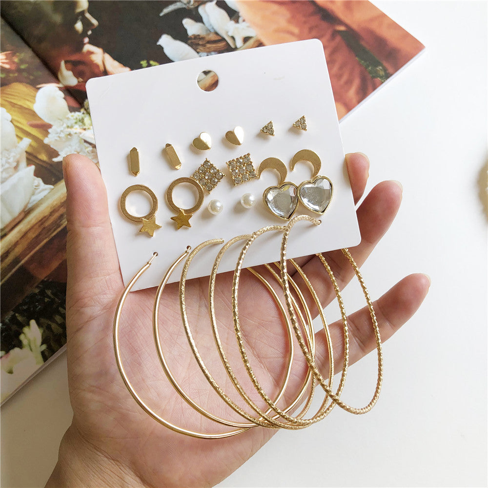 Korean Female Star Moon Love Personalized Earings Set Pair Earrings