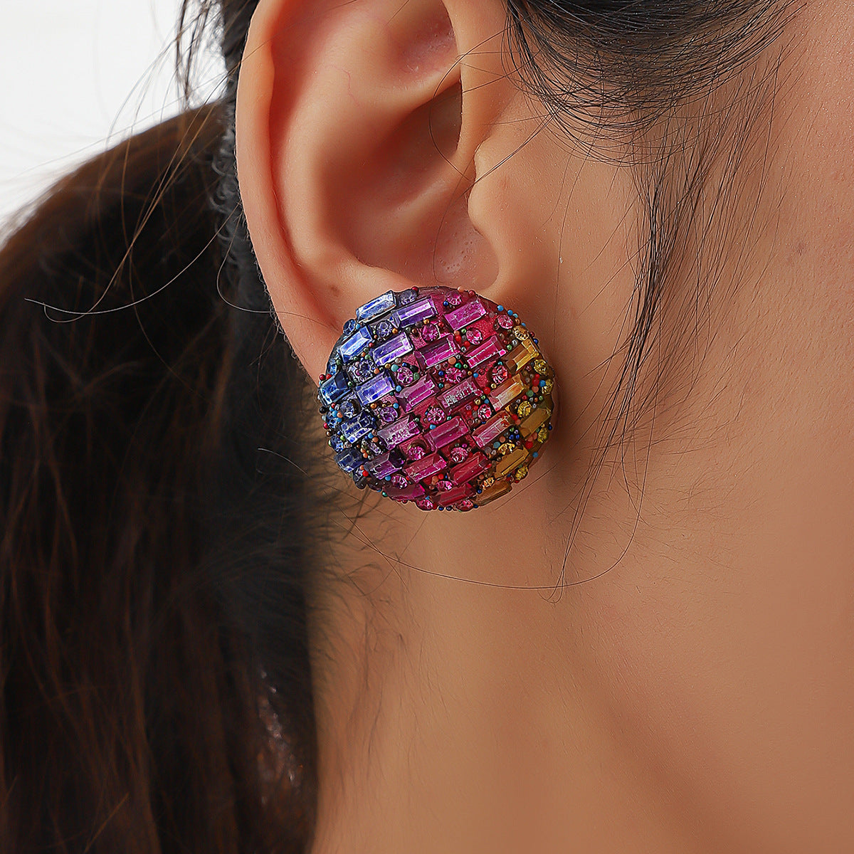 Damen-Ohrringe mit vollem Diamanten in Regenbogenfarben, Abendkleid-Accessoires