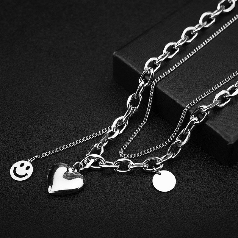 Colliers Smiley avec pendentif d'amour Hip Hop pour hommes