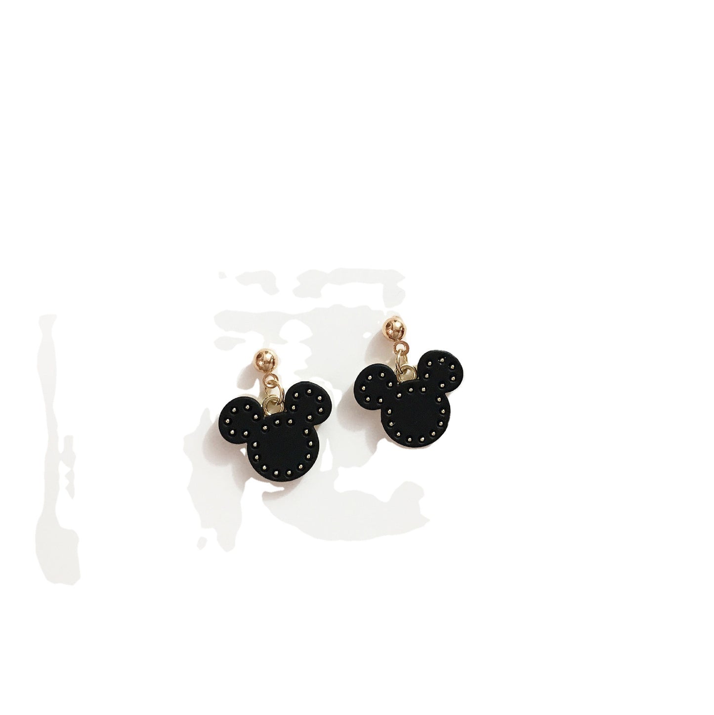 Cute Mickey Bear Head Sier Pin Earrings