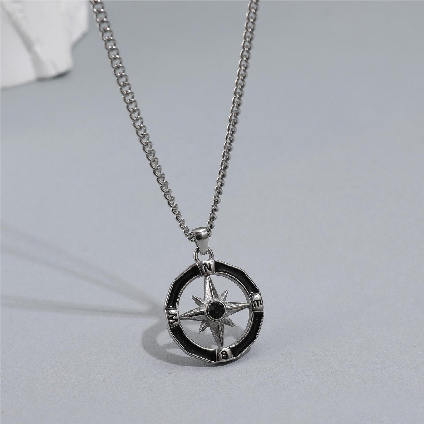 Asterism Compass Fashion Boys Simple High-grade Titanium Necklaces