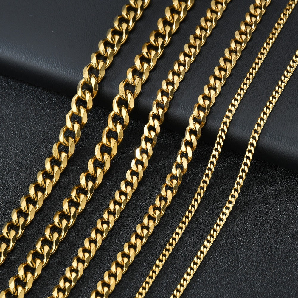 Women's & Men's & Grinding Six-sided Trendy Domineering Cuban Link Chain Necklaces